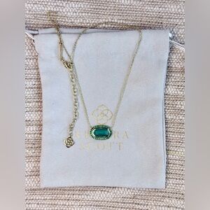 Kendra Scott Elisa Emerald Baguettes Green Center Stone Necklace